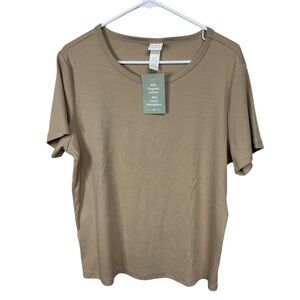 H&M Tan Fitted Ribbed Short Sleeve T-Shirt, NWT, XXL